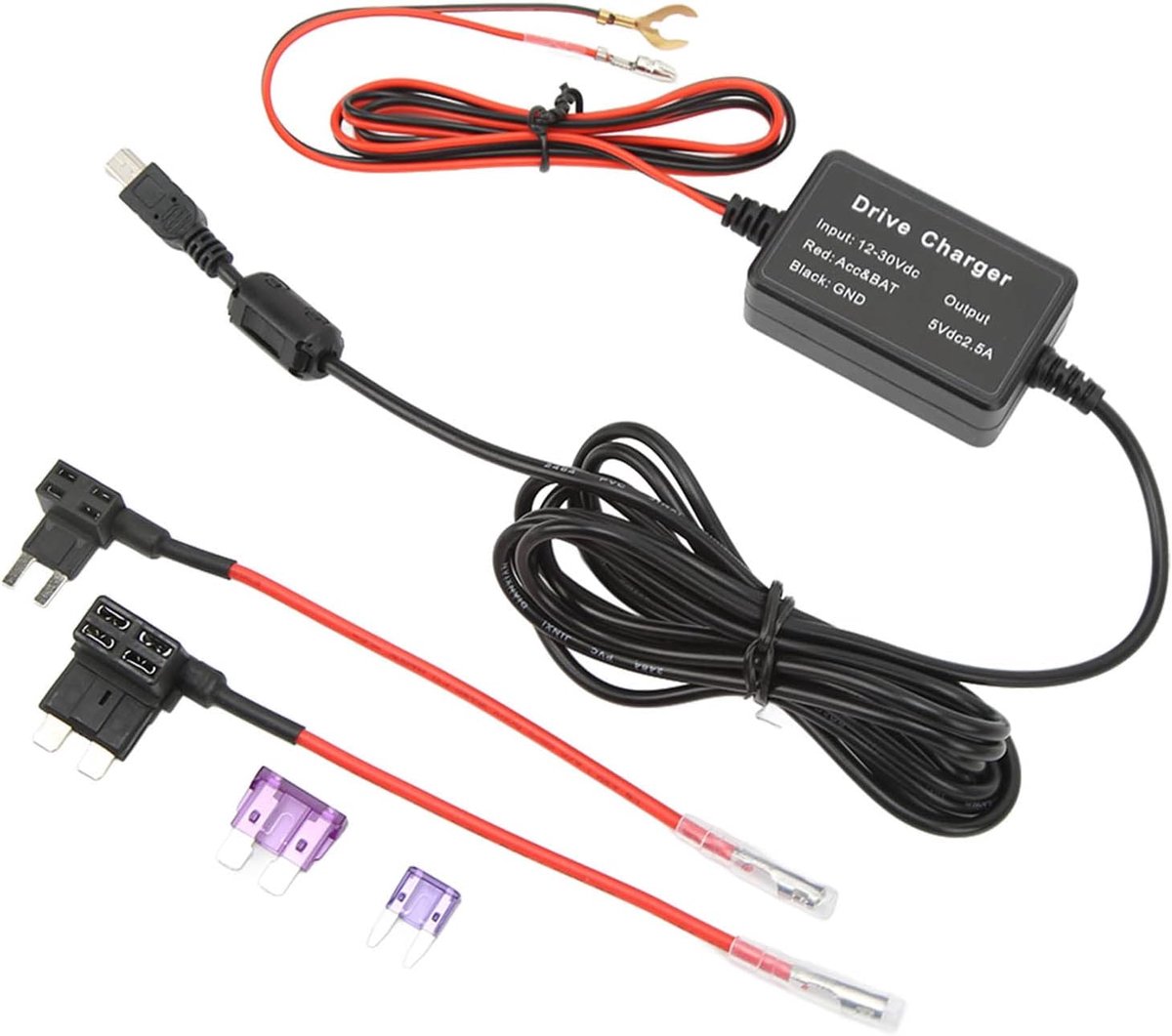 Dashcam Hardwire Kit 3,2 M - Harde Draadset 12V-30V - Voor Dashcam en Radardetector - Eenvoudige installatie - ShopVlot