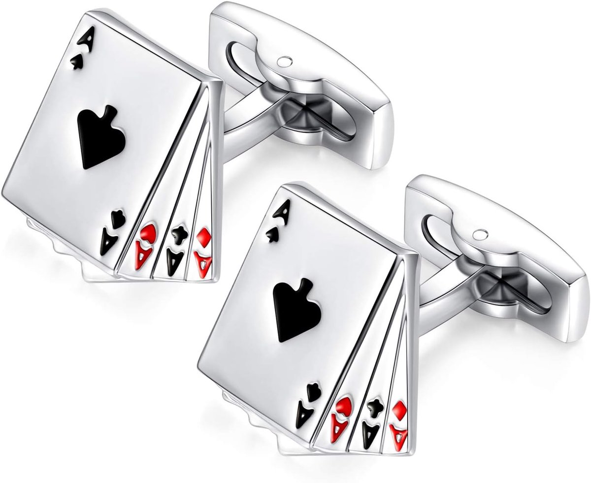 Cufflinks pokerkaarten - RVS met koperen afwerking - Stijlvol voor bruiloften - Herbruikbaar paar - ShopVlot