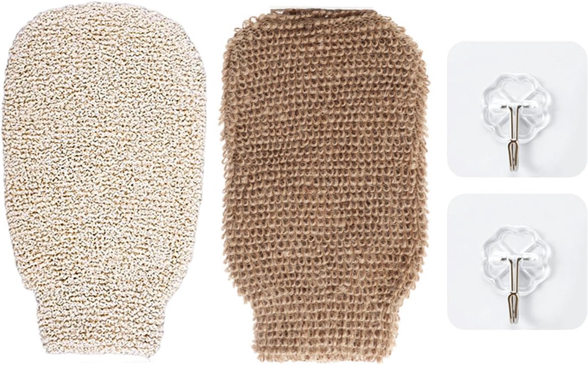 Badhandschoenen 2 Stuks - Sisal - Zacht, Sneldrogend - Geschikt Voor Vrouwen En Kinderen - SnelShoppen