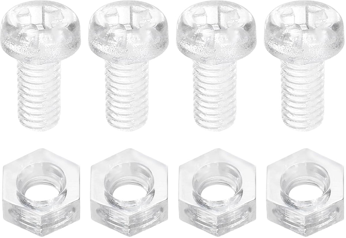 50 stuks transparante acrylschroeven en moeren, kruiskopschroeven M2,5 x 5 mm met zeskantmoer, voor machines, elektronische apparatuur en hobby