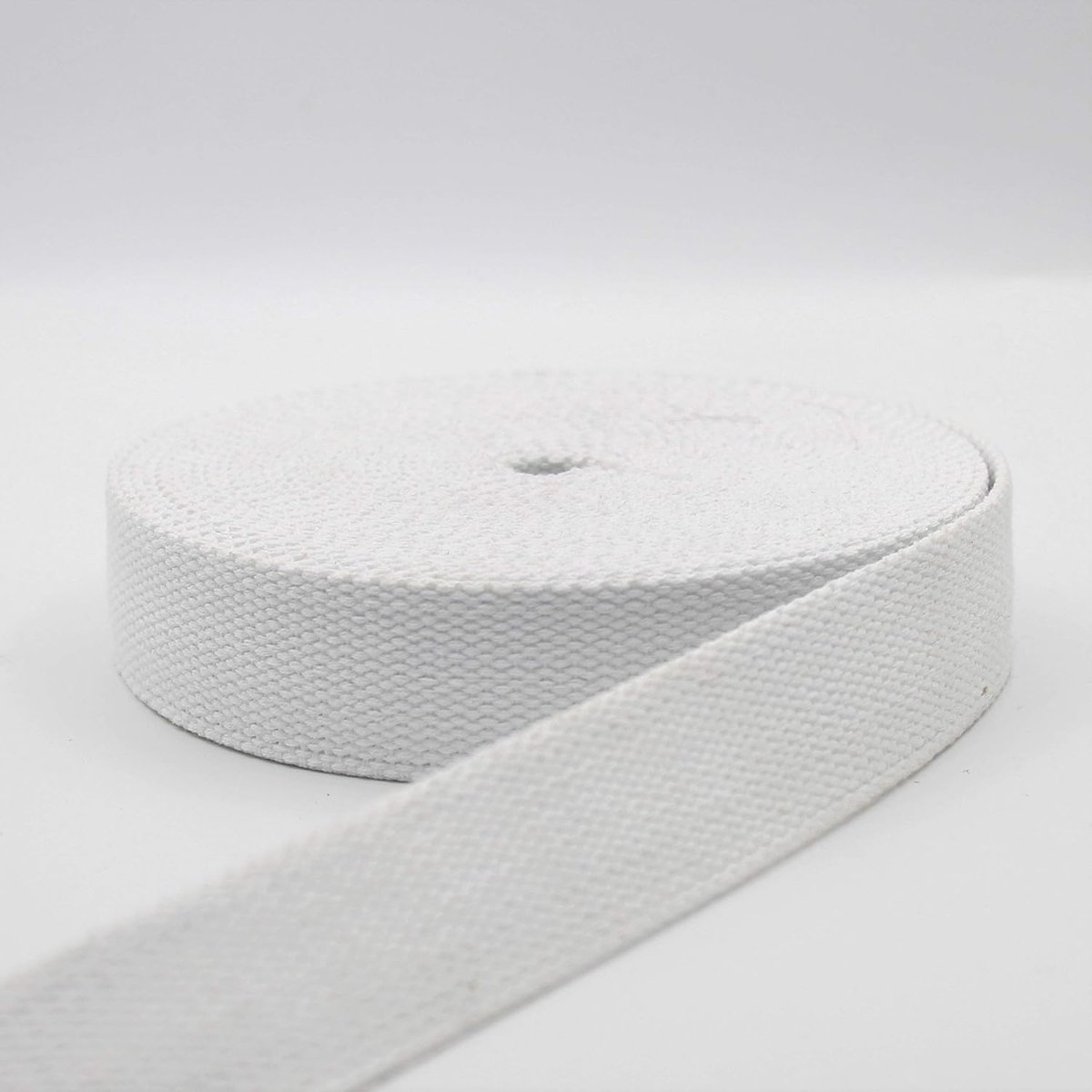 5 m zware katoenen riem, dik, wit (54), 3 cm