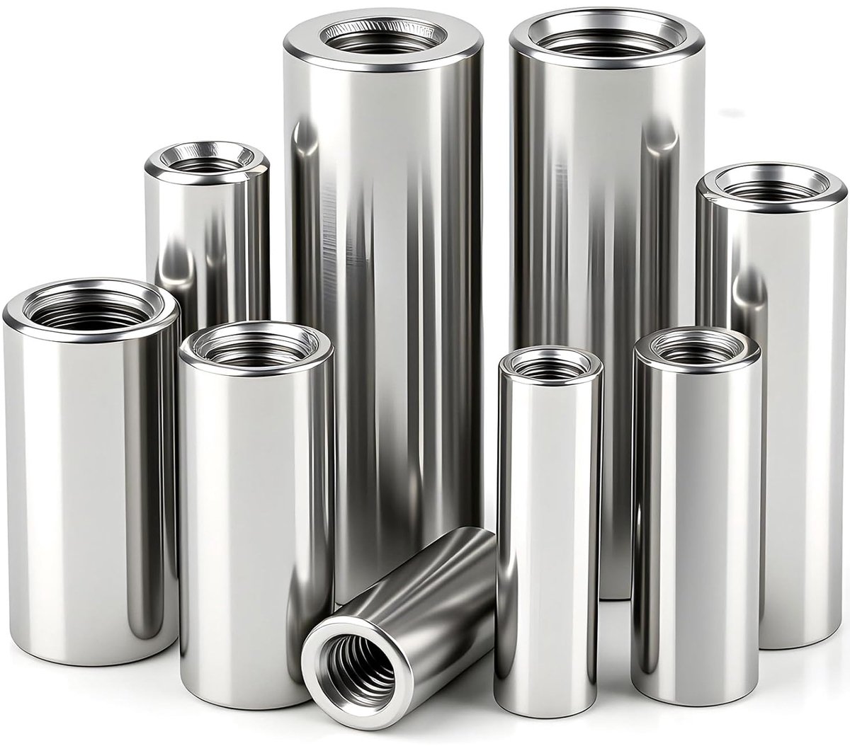 8 stuks M3 ronde schroefdraadmof, M3 x 6 x 16 mm, ronde , 304 roestvrij staal, verbindingsmoeren, lange moer, koppelingsmoer, binnendraad, afstandsmof, staafmoer, voor machines, meubels