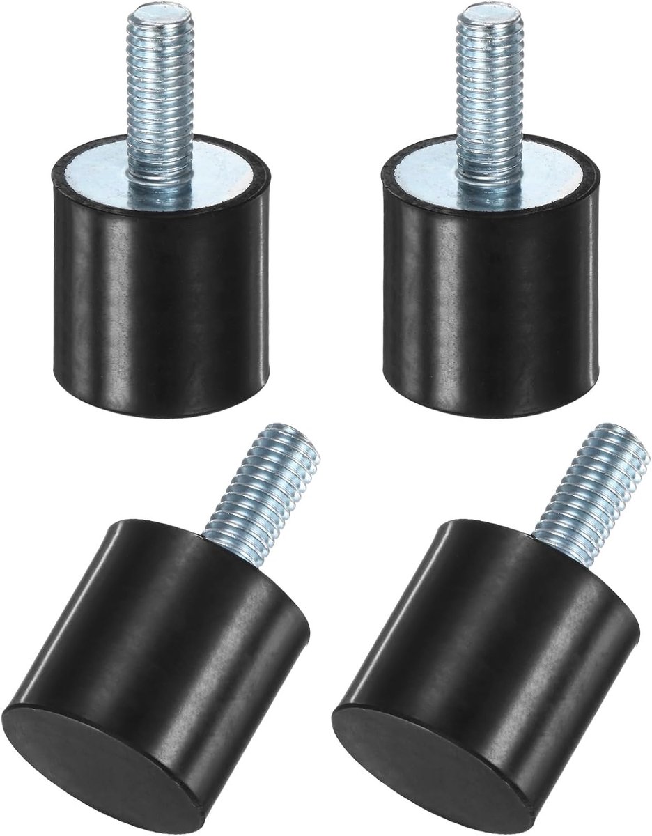 METERXITY 4 stuks rubberen houders D 25 mm x H 25 mm mannelijke cilindrische trillingsisolatoren schokdempers met draadstangen M8 x 20 mm voor luchtcompressor