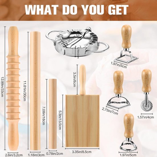 Pastamaker Set - Deegroller Knoedelmaker - Zelfgemaakte Pasta Maken - 9-delige Keukengereedschappen - 36 x 21 x 6 cm van Pastamaker — afbeelding 2