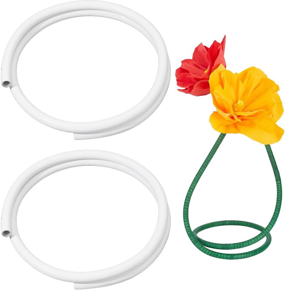 PandaHall 3 m flexibele buis 16 mm witte kunststof buis, flexibele buisstam kunststof aluminium buis voor doe-het-zelf kunstbloemstengels, bruiloftsporaal decoratie, doe-het-zelf handwerk, 2 rollen