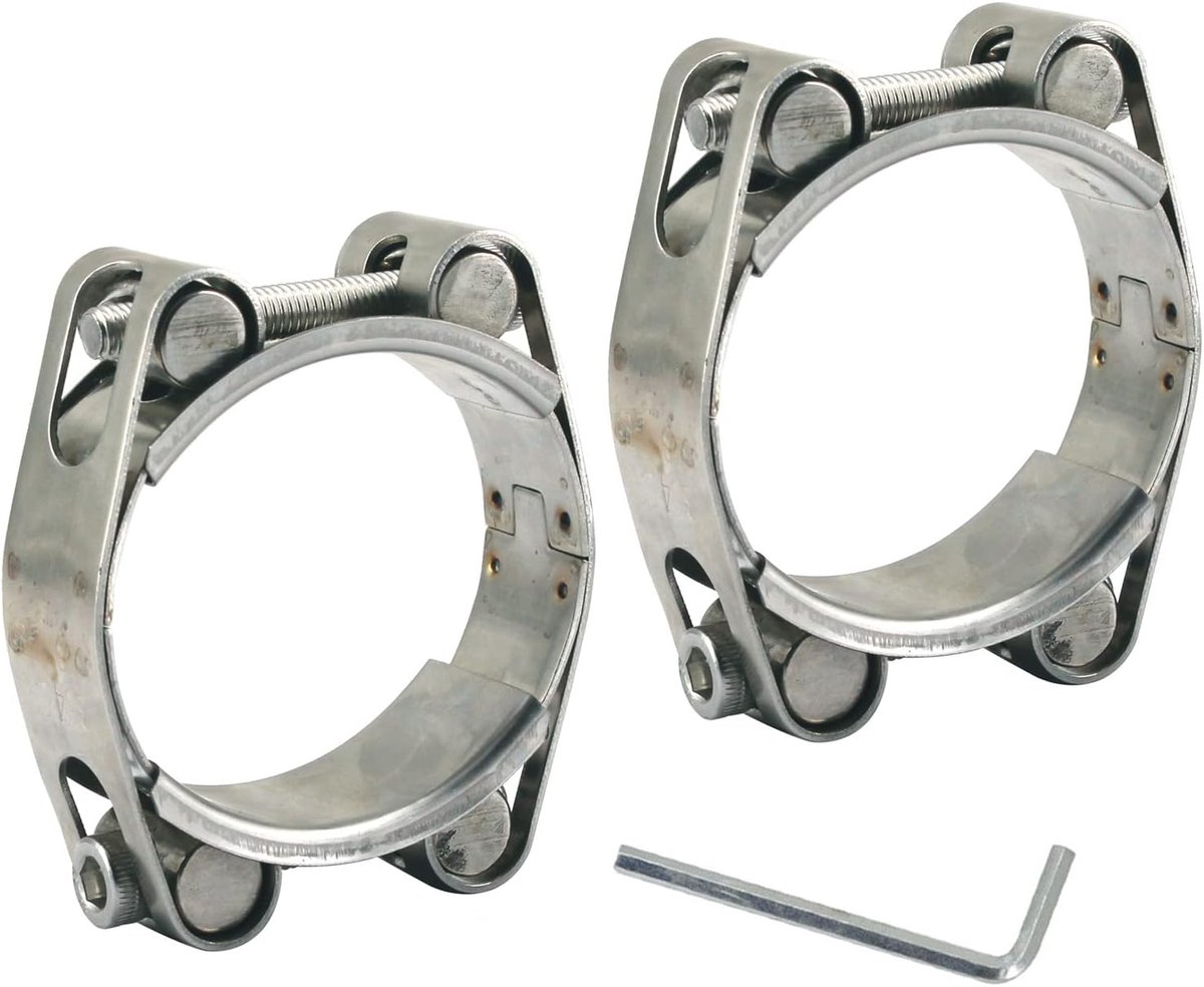 30-40 mm Heavy Duty T-bout slangklem 304 roestvrij staal dubbele kop dubbellaagse slangbuisklem buisklemmen bandbreedte 20 mm (2 stuks met sleutel)