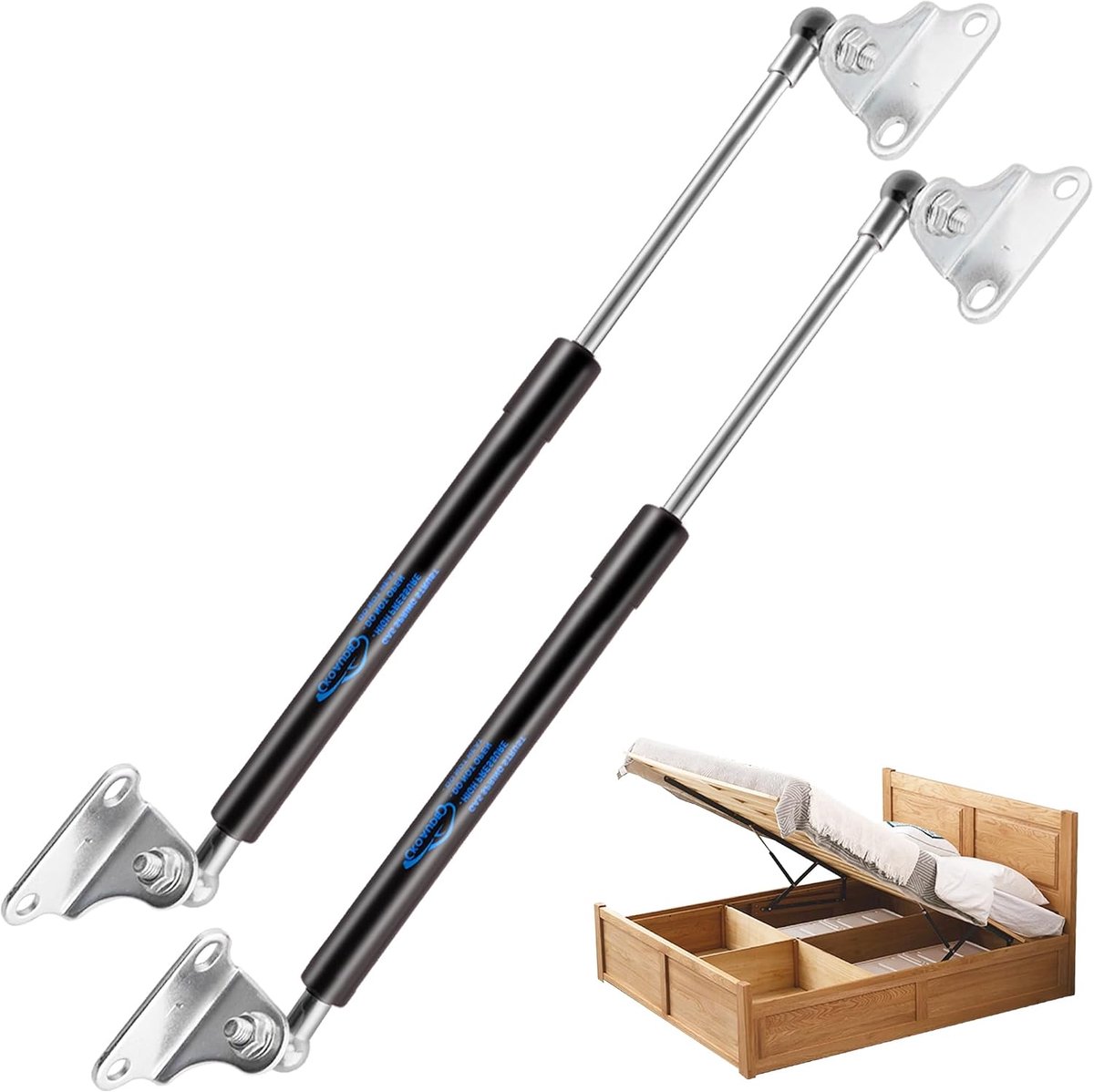 Gasveren voor zwaar gebruik met L-montagebeugel, 2 stuks gasveren voor schuurraam, vloerluik, gereedschapskistdeksel, geschikt voor een gewicht van 68-88 lb (20 inch 80 lb)