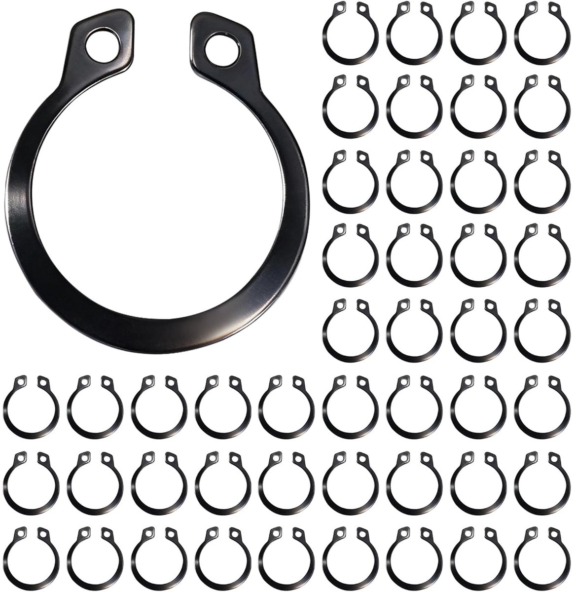karabijnring Koolstofstaal M6 C-clip Sprengring voor het bevestigen van lagers, tandwielen, riemschijven 50 stuks Zwart