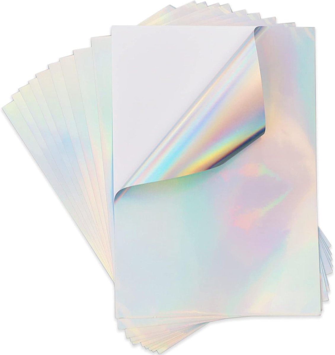 10 vellen premium vinyl stickerfolie, holografisch, zelfklevend, voor inkjetprinters, sneldrogend, A4, 210 x 297 mm, zelfklevende stickers
