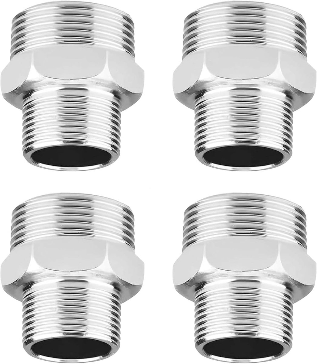 duoyif Roestvrij stalen dubbele nippel, verloopstuk, overgangsnippel voor waterleiding, buisaansluiting, adapter (25 mm x 32 mm)