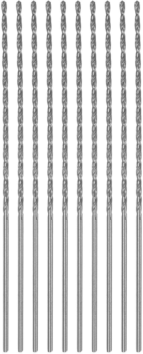 10 stuks extra lange boren 1,3 mm HSS boren met hoge snelheid staal rechte schacht 80 mm lengte voor metaal, hout, aluminium legering