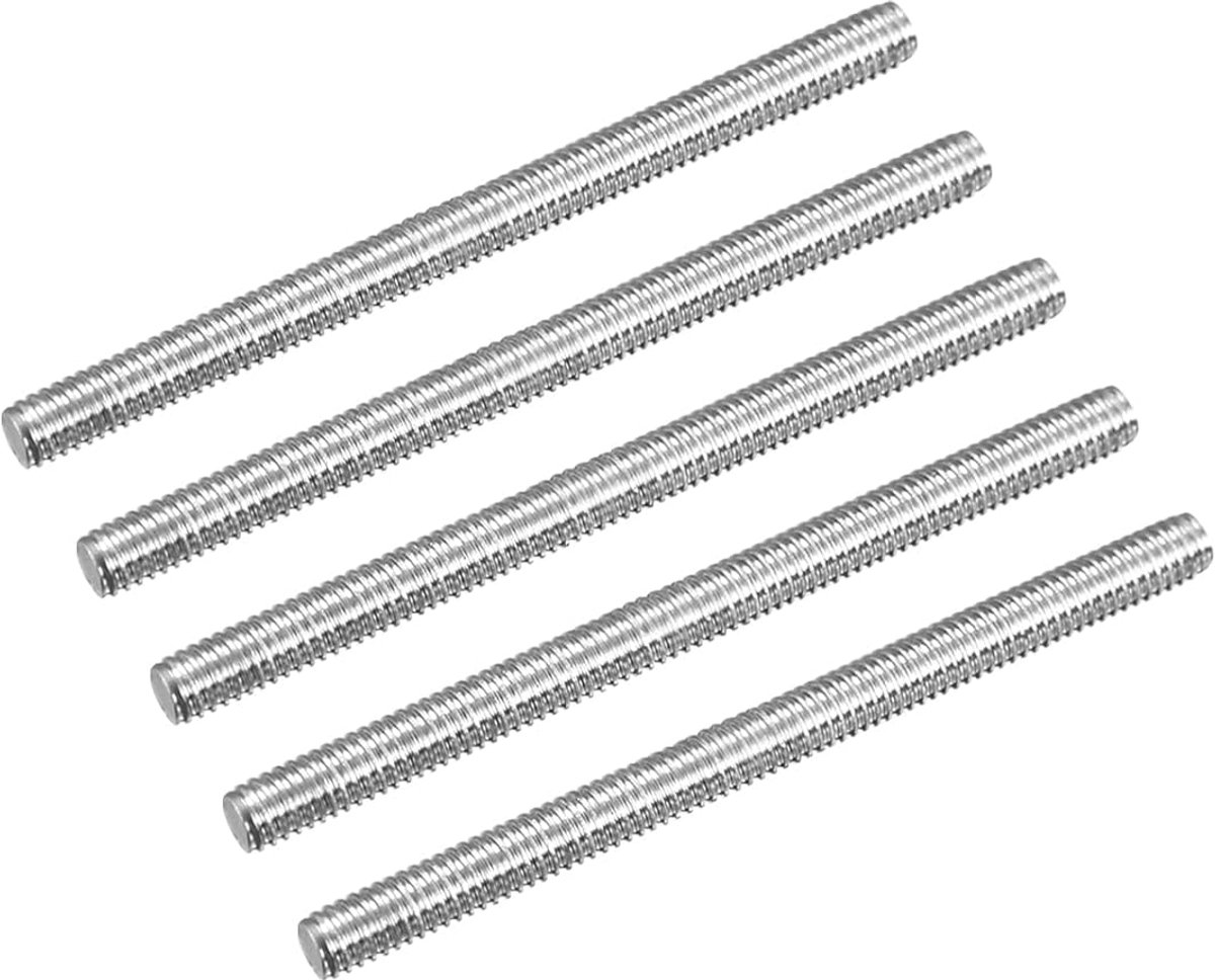 sourcing map 5 stuks volledige schroefdraadstang M4 x 50 mm 0,7 mm schroefdraadstijging roestvrij staal 304 rechtse schroefdraadstangen stangbouten