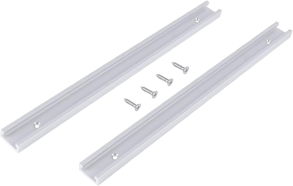 Set van 2 T-tracks, 300 mm aluminium legering, universele T-sleuf track met voorgeboorde montagegaten, met zelftaping schroeven, geschikt voor het bouwen van JIgs en bevestigingsmiddelen