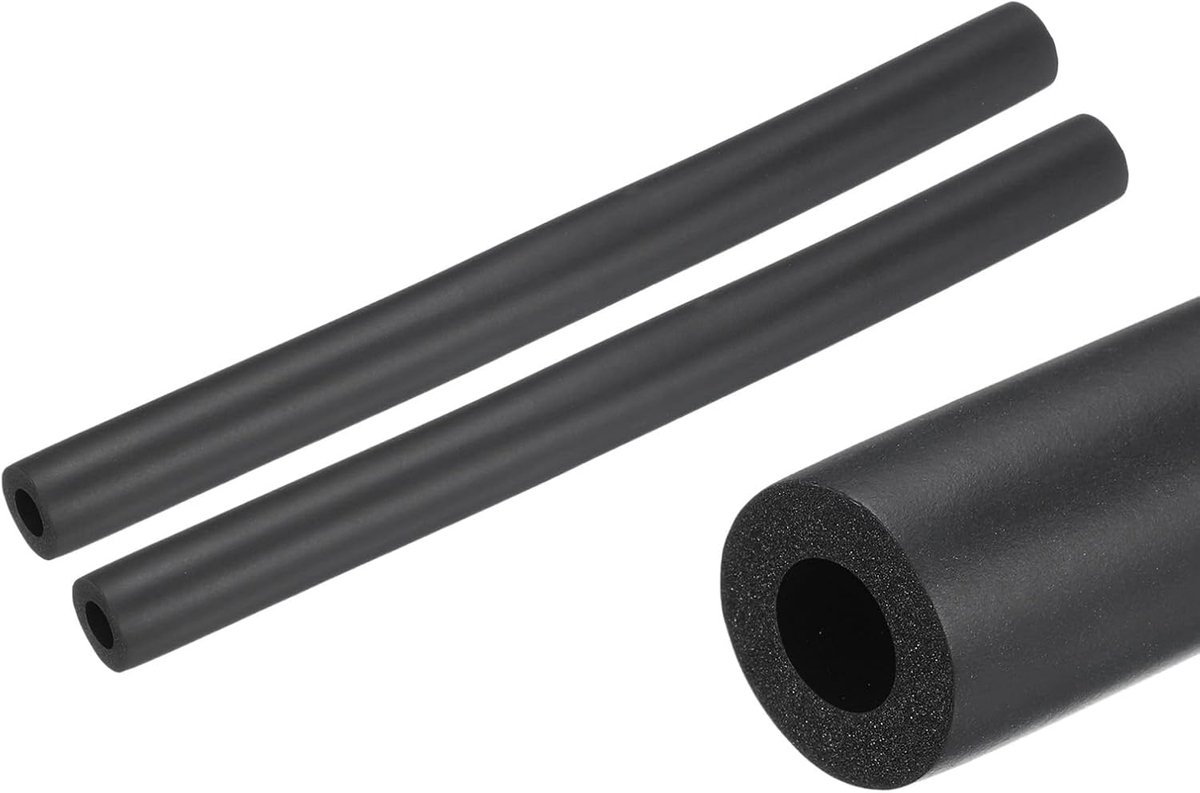 Buisisolatieslang voor buizen van 25,4 cm, ID, 20 mm, OD-schuimbuis voor gripsteun, 2 stuks, zwart