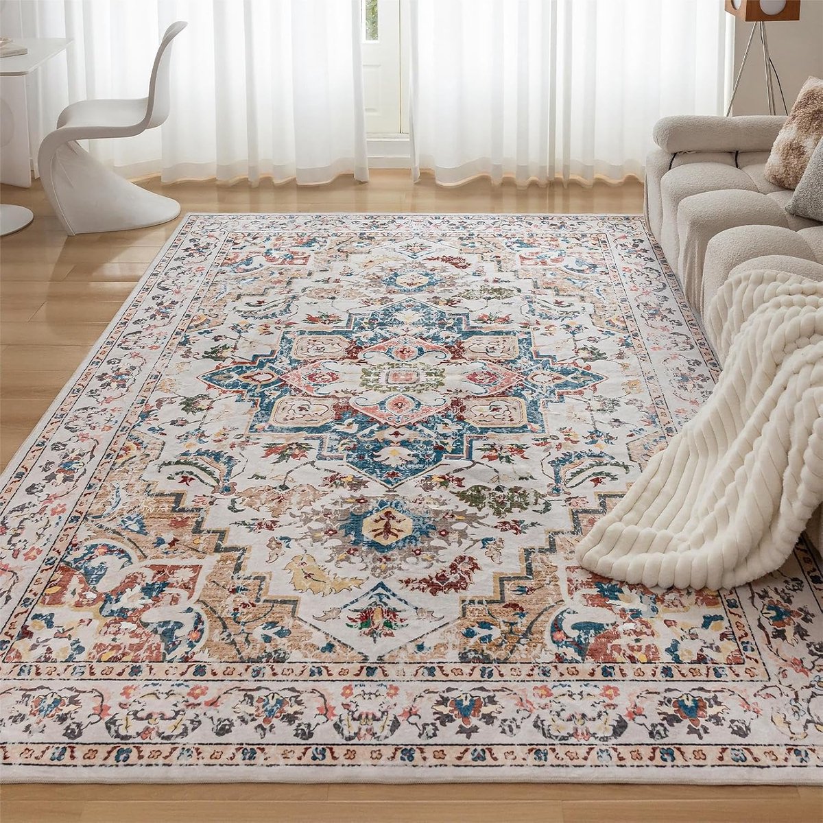 Vloerkleden voor woonkamer, grote vintage vloerkleden voor slaapkamer, laagpolig tapijten, antislip tapijt, traditioneel zacht oosters tapijt voor keuken, eetkamer, 300 x 400
