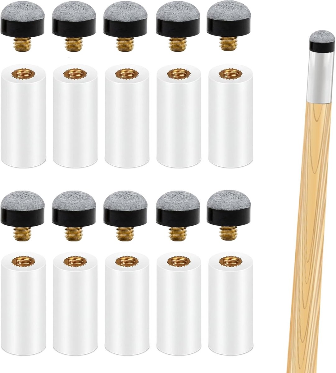 10 stuks biljartkeu punten vervanging schroef tips met pool cue klem | 12 mm vervangende schroefpunten van leer voor biljartstokken snooker hard en duurzaam, ideaal voor vervanging en reparatie