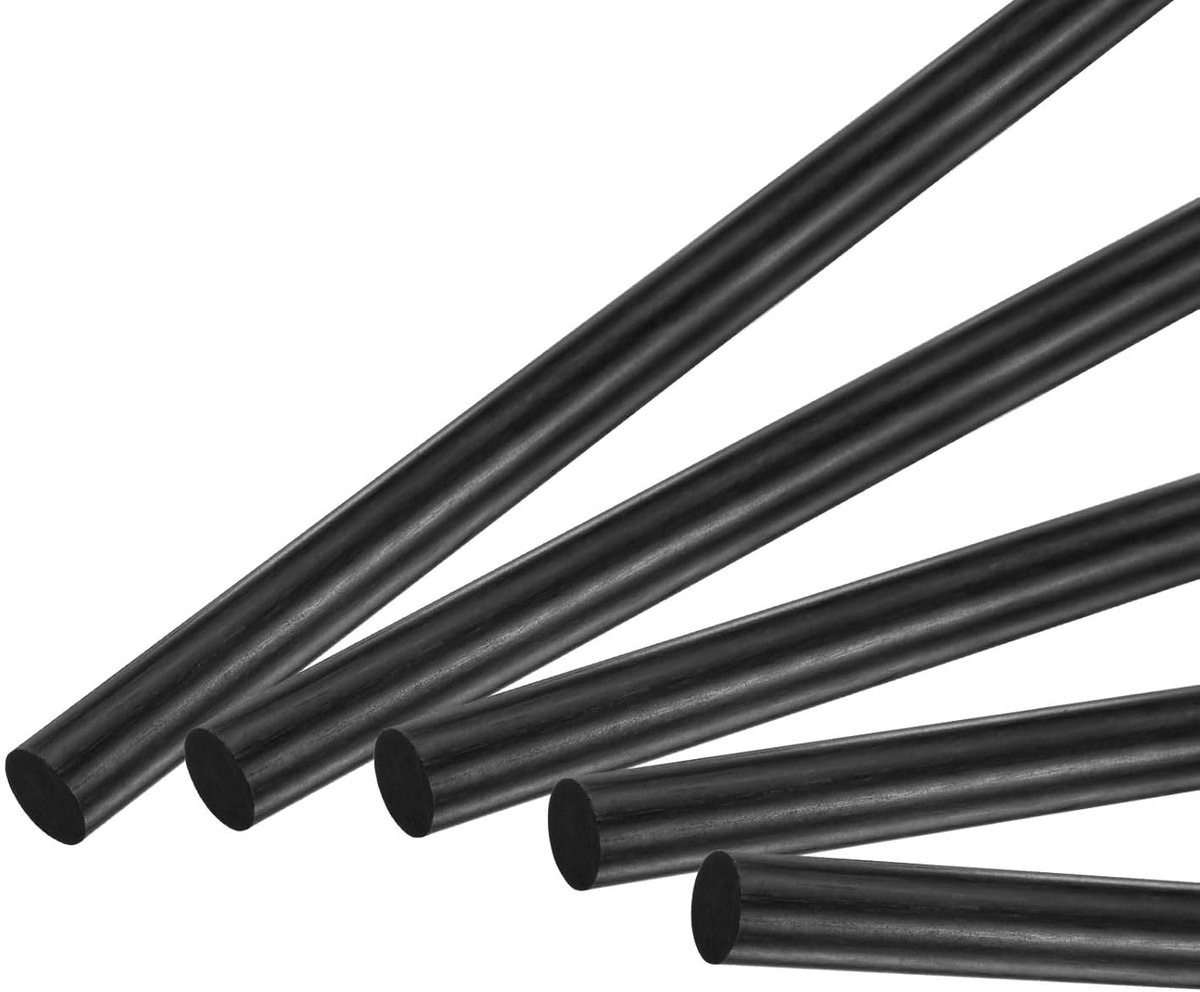Koolstofvezelstaven, 200 mm, lengte 6 mm, diameter solide stang voor RC-vliegtuigen, knutselen, doe-het-zelf buis voor drakenvleugels, 7,87 x 0,23 inch