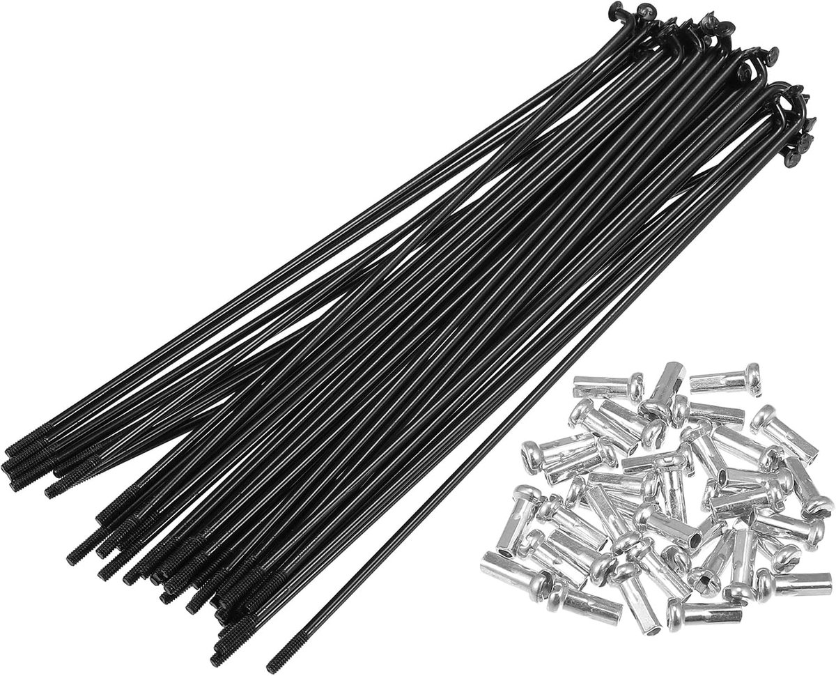 36 stuks 14G J Bend fiets stalen spaken 5,55 inch vervanging met nippels zwart