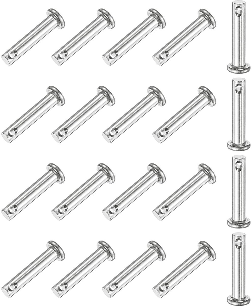 METERXITY Set van 20 pinnen met één oog, M5 x 25 mm, van roestvrij staal 304, platte kop, voor mechanische verbinding/vaste onderdelen, herbruikbare verbindingsscharnierpen