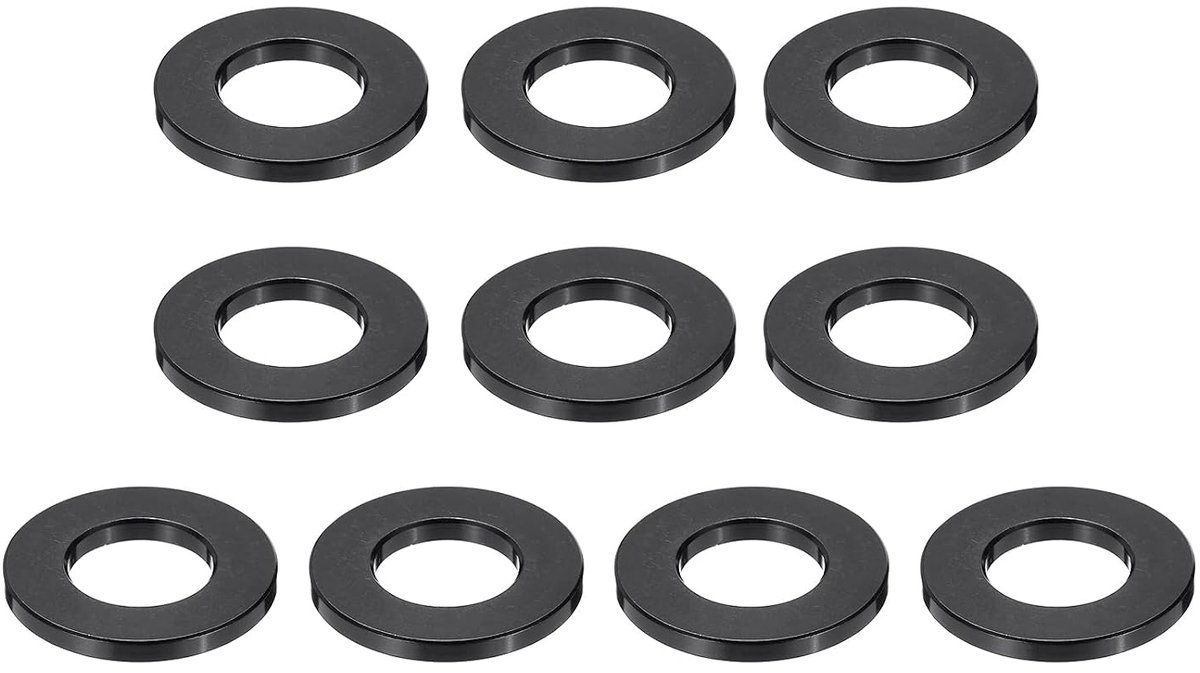 10 stuks M10 x 20 x 2 mm aluminium afstandhouders, ronde sluitringen, set afstandshulzen, ongetand metalen afstandhouders schroevenset voor auto-onderdelen, doe-het-zelf reparatie, zwart