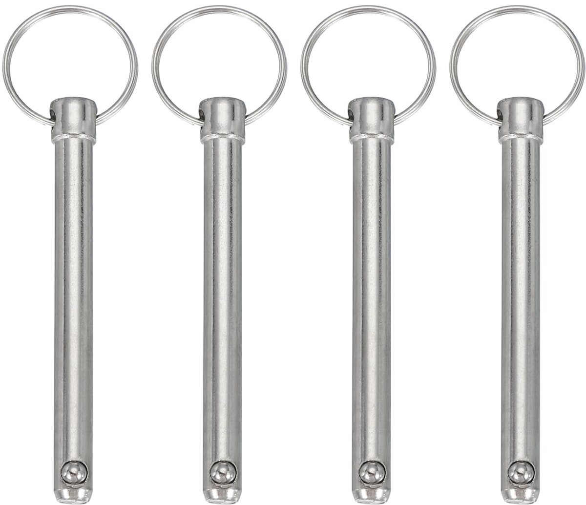 Snelspanpen, diameter 5/16" (8 mm) nuttige lengte 65 mm totale lengte 103 mm Bimini Top Pin Marine hardware koolstofstaal voor bootaccessoires, verpakking van 4 stuks