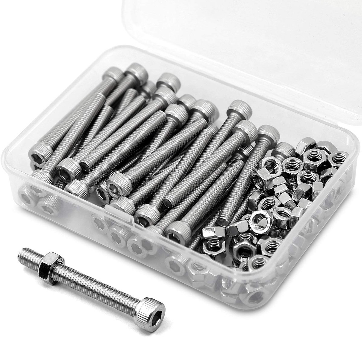 * 30mm 60 Stuks Inbusbout en Moer Combinatie Doos 304 Roestvrijstalen Inbusbouten
