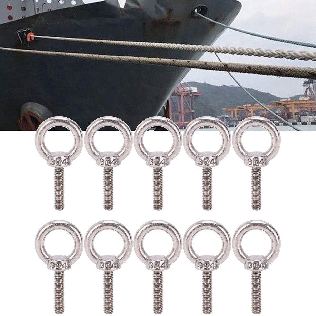 10 stuks oogschroeven, ringbouten, buitendraad, ring, schouder-oogschroeven, machines, schouderring, ooghef-ronde ring, schroefbevestiging, hardware, M6 x 25