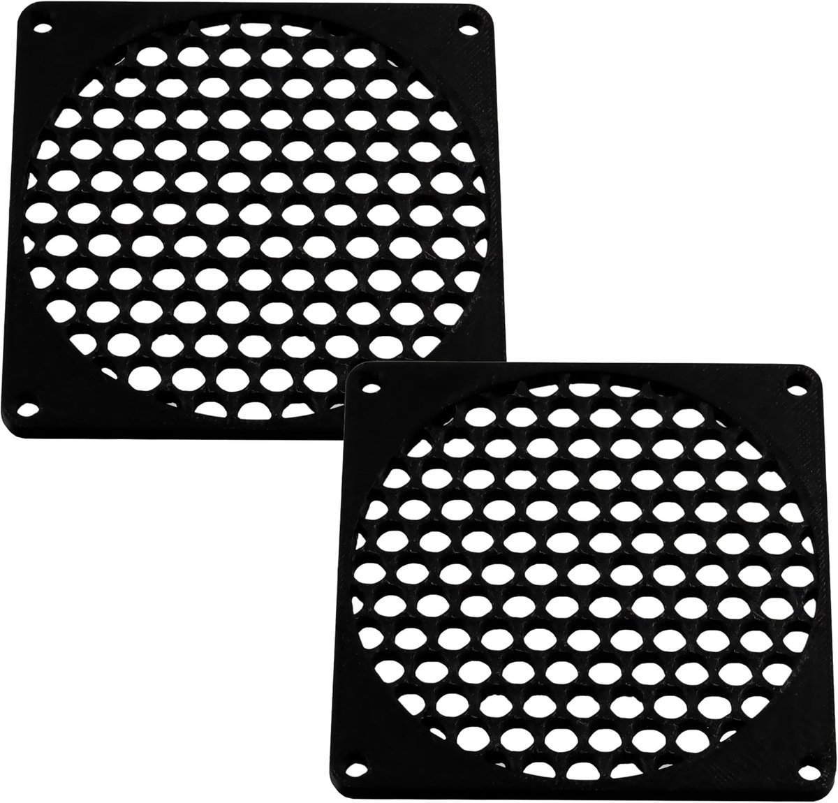 Set van 2 kunststof ventilatorroosters 80x80 mm voor pc printers audiovisuele apparaten en multimediaprojectoren/kleur zwart