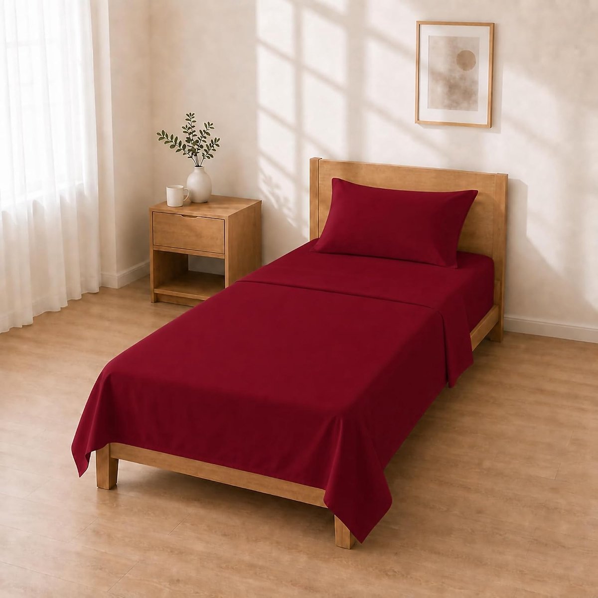 Lakenset Microvezel Effen 120x200+30 / 180x280 + 50x80 1PCS Bordeaux | Heerlijk zacht, geborsteld microvezel lakenset met hoeslaken, bovenlaken en kussensloop, ademend en in twaalf effen tinten