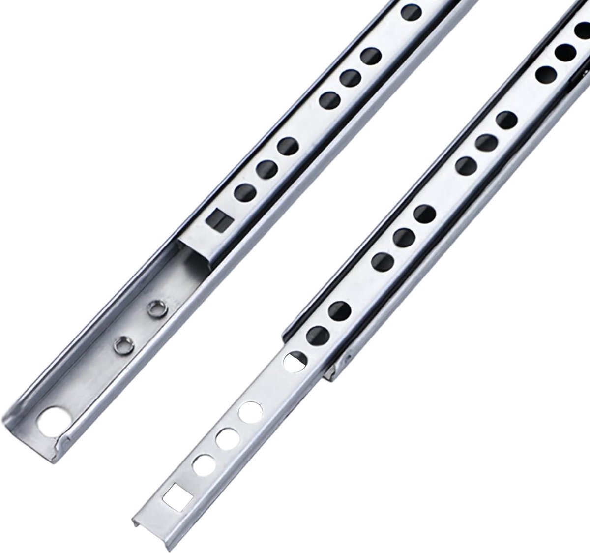 Set van 2 kogelgeleiders met groef 17 mm lengte, laderails van metaal met kogellagers, schuiflade voor meubellade diepte (214 mm)