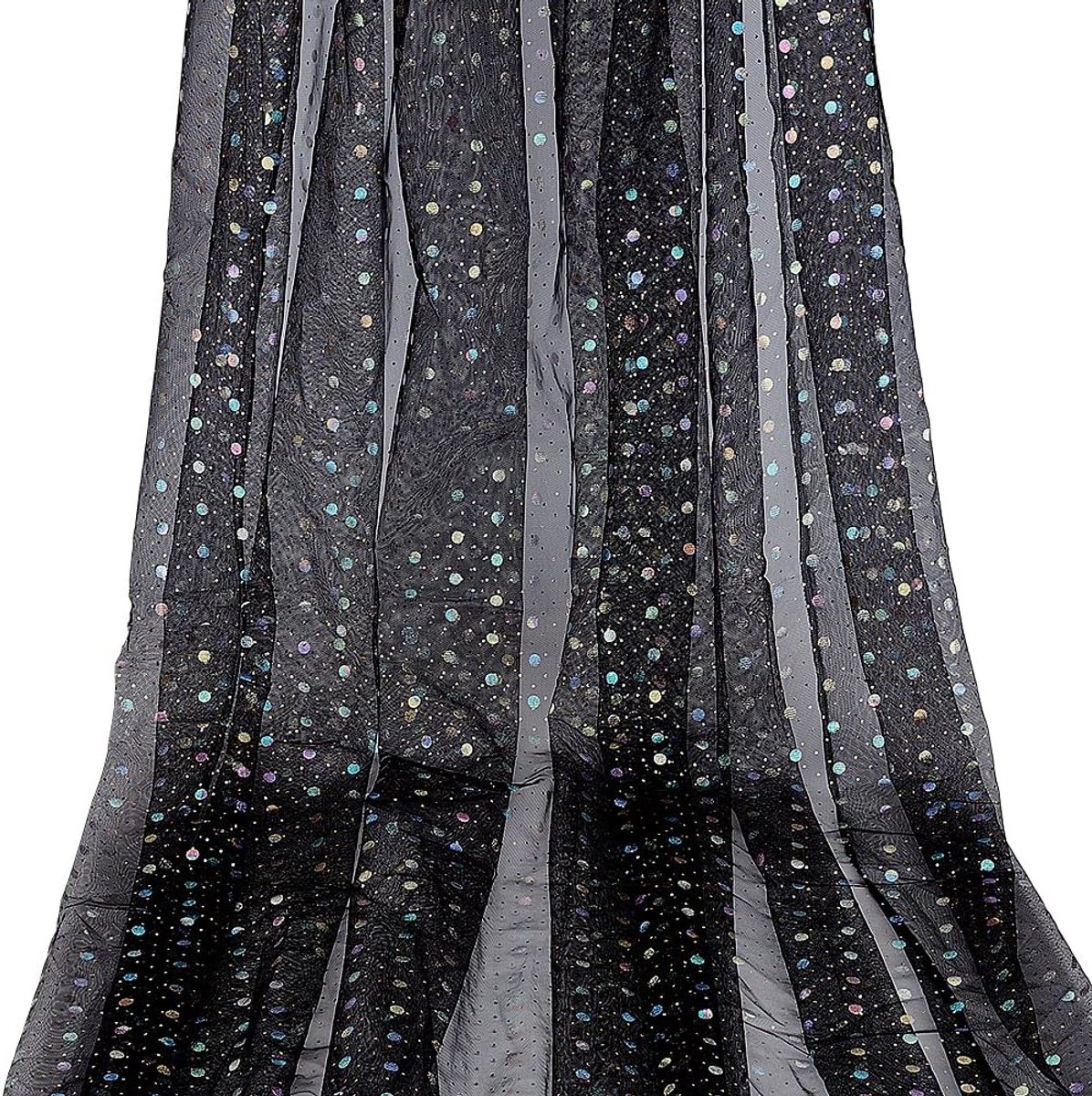 Stof 1,6 m breed Nylon transparant polkadot materiaal met iriserende stippen en kleinere gouden stippens Folie stippens tule stof voor tutu rokken Feestdecoraties
