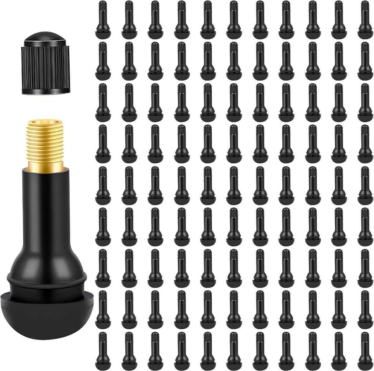 100 stuks TR412 universeel bandenventiel voor auto en motorfiets | Snap-In | ventiel autobanden | rubberen ventielen | fietsventielen