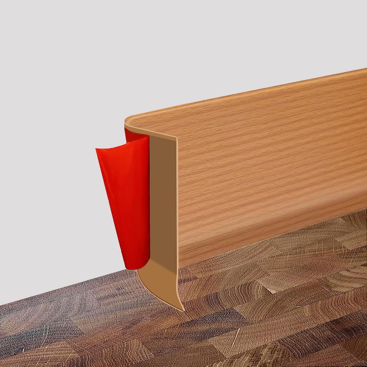 Zelfklevende plint 8/10 cm breed, pvc, voor muur, hoekplint, zelfklevend, voor badkamer, keuken en slaapkamer (gele eik, 8cm x 3.5 metri)