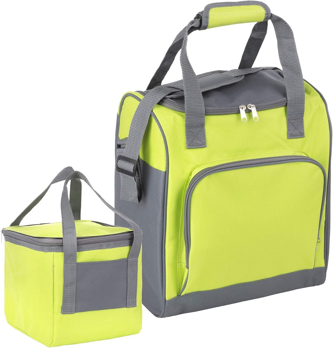 Sterke Koeltas Set - 25 + 10 Liter - Lunchtas - Geïsoleerde koeltassen - Picknicktas - Coolerbag - Geel/Groen