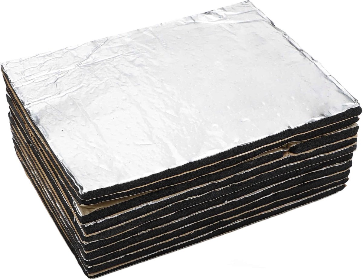 10 Stuks 394mil 10mm 0.49m² Auto Geluidsdempingsmat Aluminium Heatscherm Materiaal Universeel voor Motorkovel Vleugel en Bootmotorafdekking 25x18cm