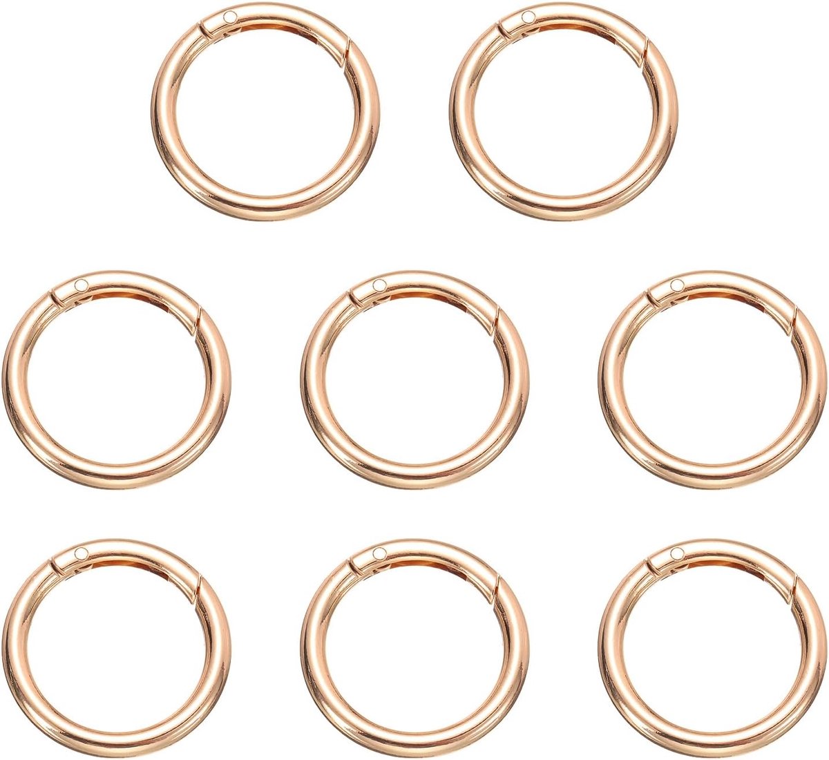 Lente O-ringclip, 8 stuks, metalen veersluiting, sleutelring, 41 mm, ronde sleutelhanger, kliksluiting, accessoires voor portemonnee, schoudertas, goud