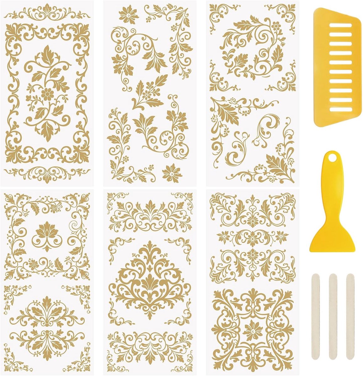 Rub on transfer stickers 15 x 30 cm - goudrand patroon - waterproof - perfect voor DIY scrapbooks - SnelShoppen