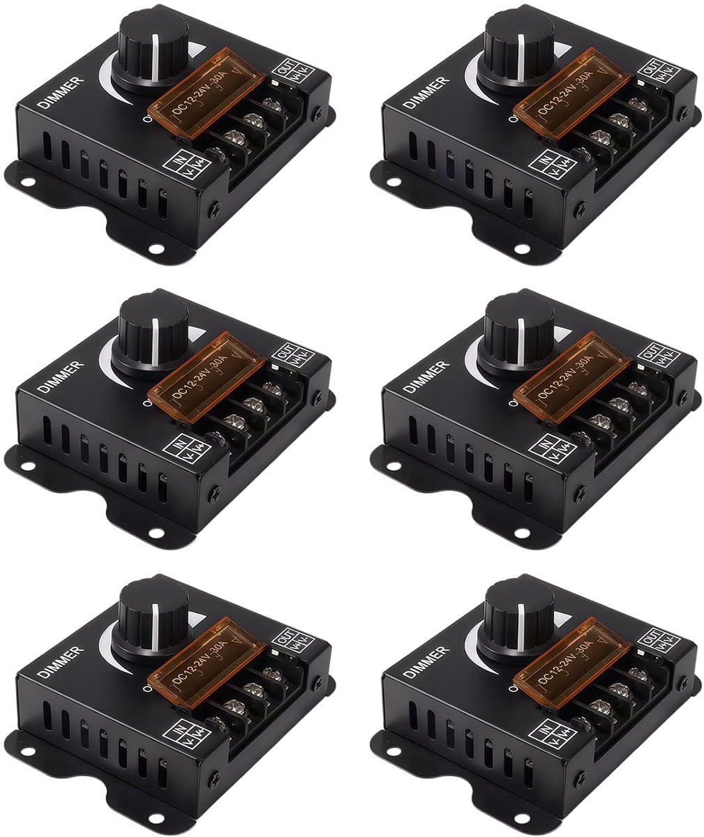 LED strip dimmer 6 stuks - aluminium 12V-24V - PWM technologie - ideaal voor monochrome verlichting - SnelShoppen