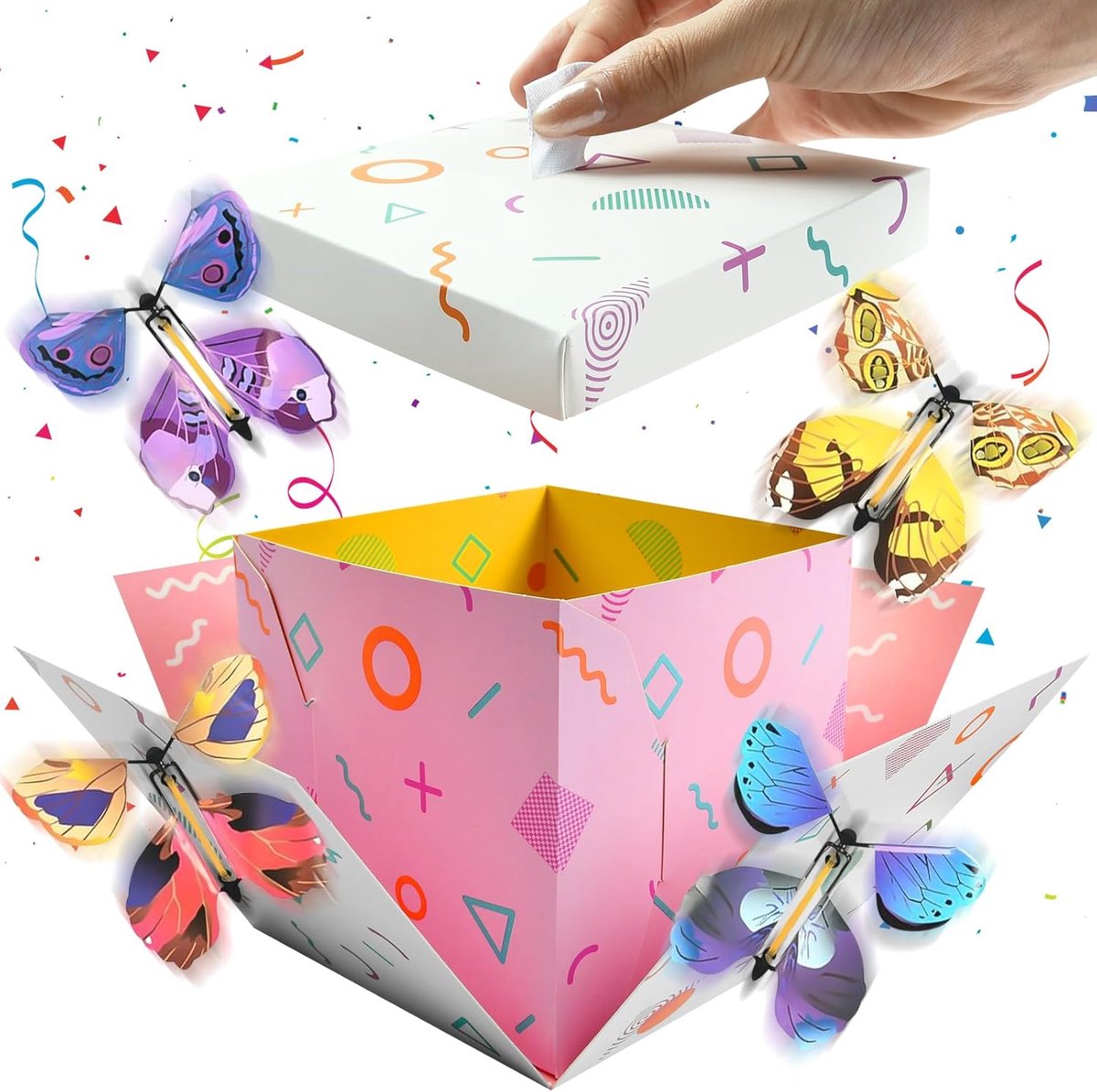 Explosieve geschenkdoos 12,5 x 12,5 x 12,5 cm - vlinderdoos - doe-het-zelf verrassingsdoos - perfect voor verjaardag - SnelShoppen