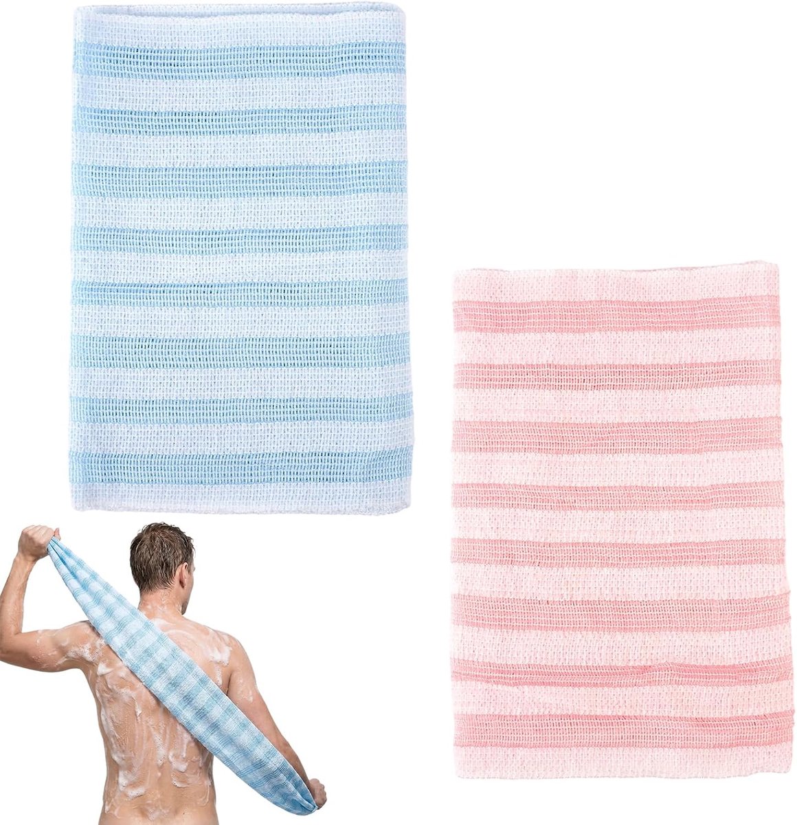 Japanse scrubhanddoeken 90x25 cm - lange antibacteriële rughanddoeken - voor dieptereiniging - SnelShoppen