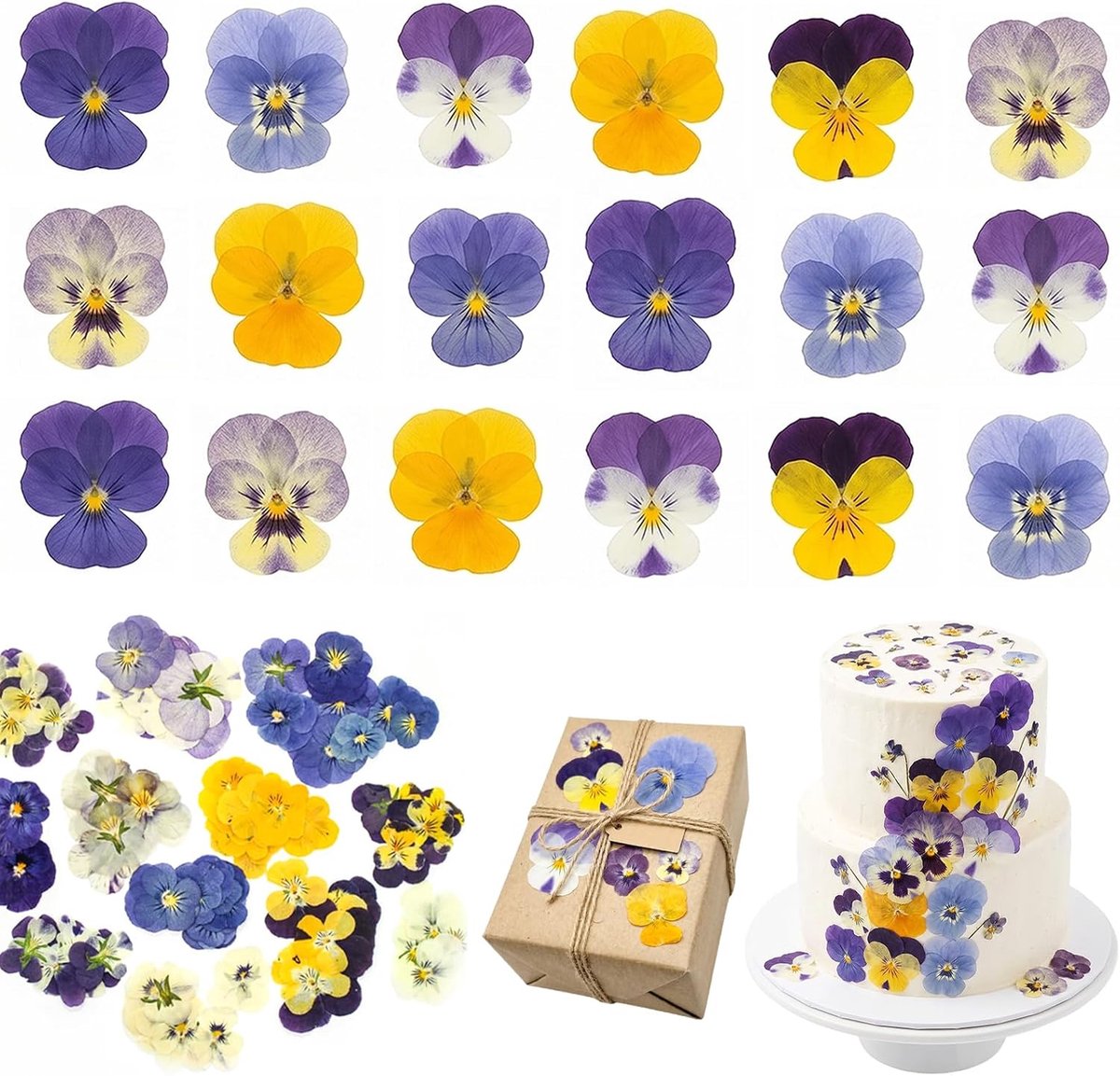 Eetbare bloemen 40 stuks - natuurlijke gedroogde bloemen - 8 soorten - perfect voor taartdecoratie - SnelShoppen