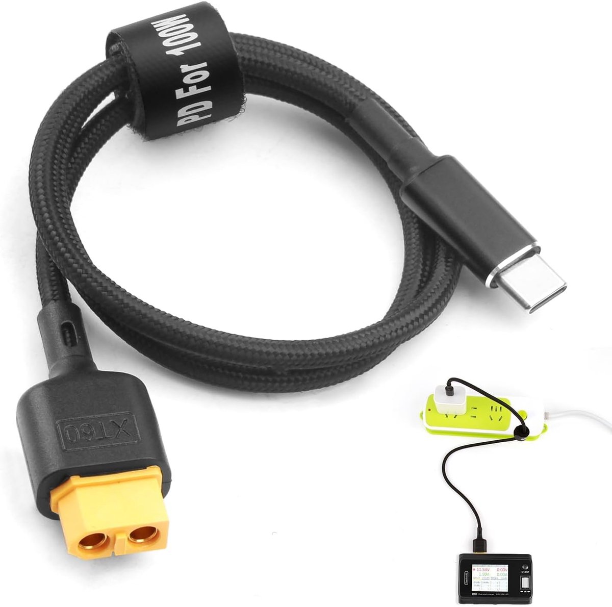 USB-C naar XT60 oplaadkabel 100W - 50cm hoge vermogen - PD 100W max - ideaal voor drones en zonne-accu's - SnelShoppen