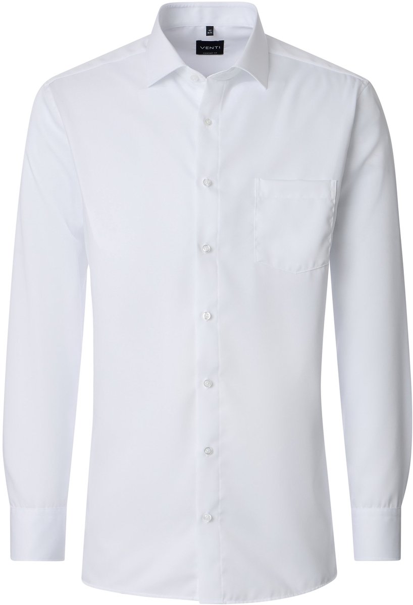 VENTI modern fit overhemd - twill - wit - Strijkvrij - Boordmaat: 45 (EU maat: XXL)