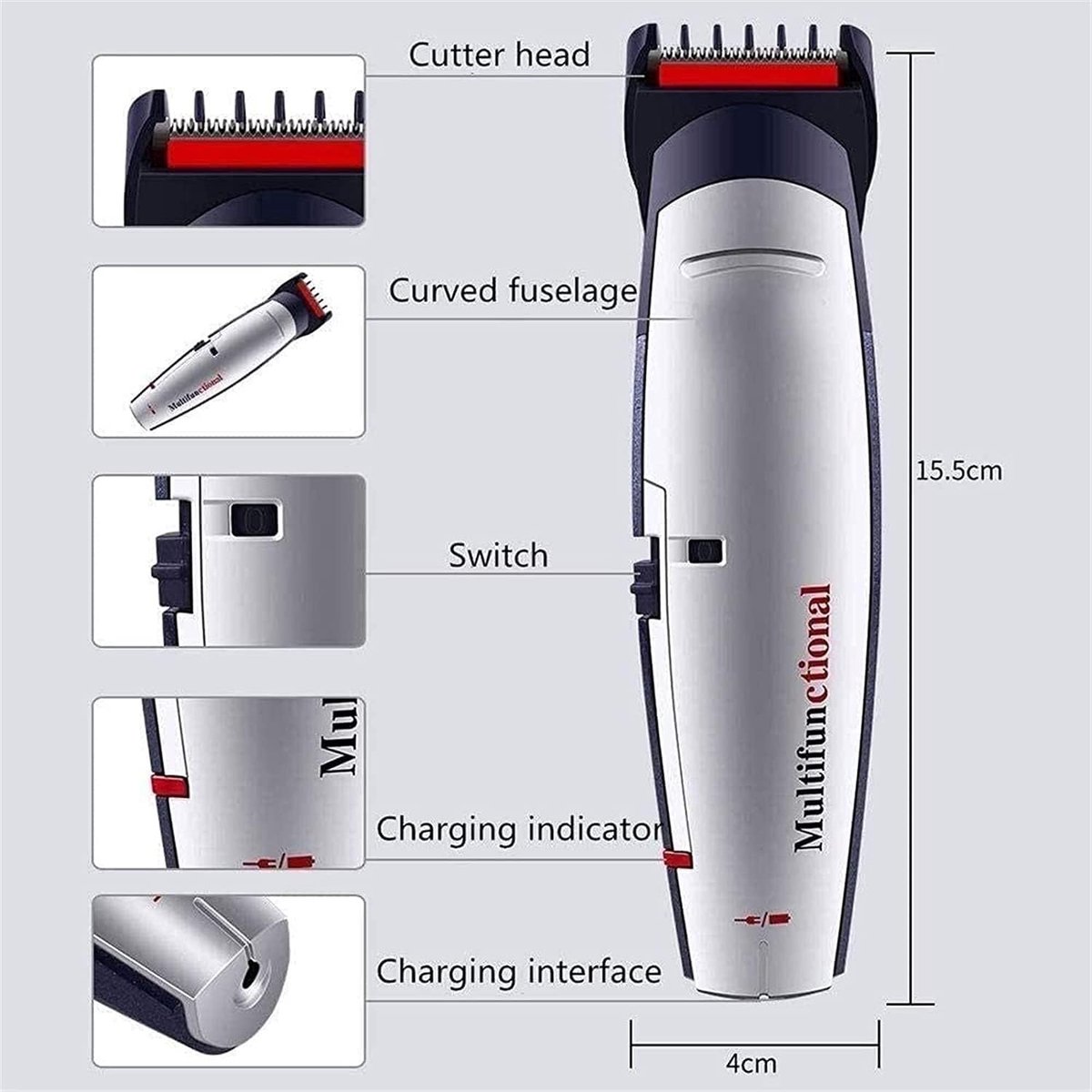 Tondeuse Baard Trimmer - Grooming Kit Snor Trimmer - Persoonlijke Verzorging - R-vormige Afgeronde Randen - 5-in-1 - Zwart