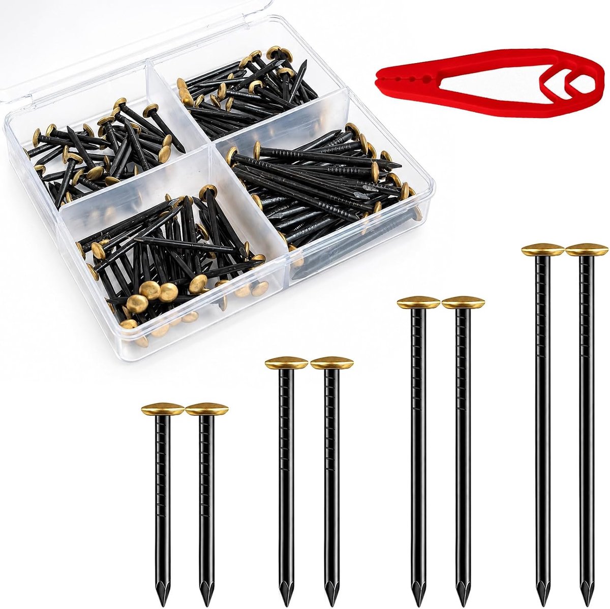Beeldnaagelset 120 Stuks (20/25/30/40mm) - Stalen Nagels met Goudkleurige Kop - Zonder Boren, Schont de Wand - SnelShoppen