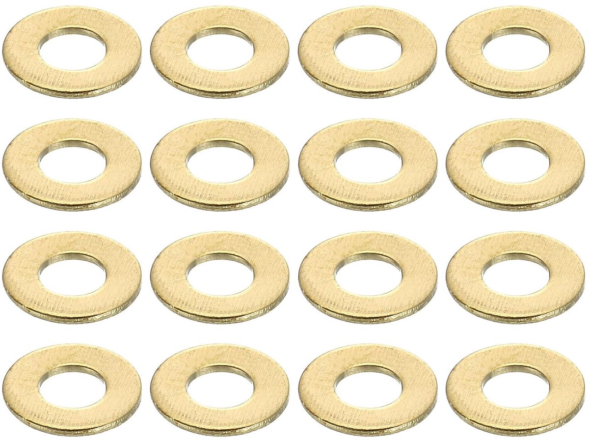 Platte afdichtingen, M3 x 7 x 0,5 mm messing sluitringen, afdichtringen voor schroeven, bouten, machinereparatie, buitenbouw