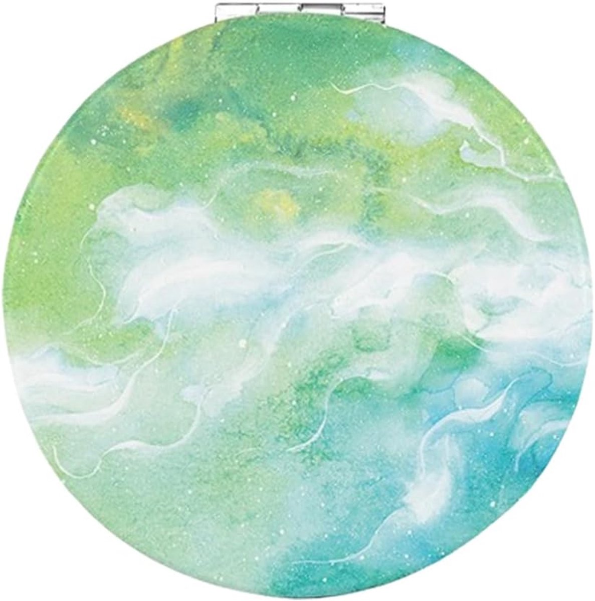 Make-upspiegel, groen, aquarel, handspiegel, compacte klapspiegel, zakspiegel, kleine schoolspiegel, compact voor make-up, kamperen en reizen
