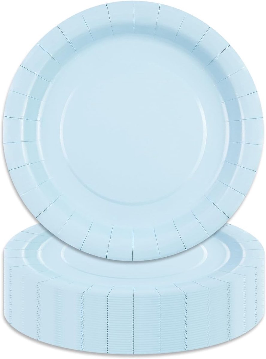 50 stuks papieren borden, blauw, 18 cm, feestborden, kinderverjaardag, borden, wegwerpborden, dessertborden, feestservies, set voor bruiloften, Kerstmis, verjaardagsfeestje, decoratie