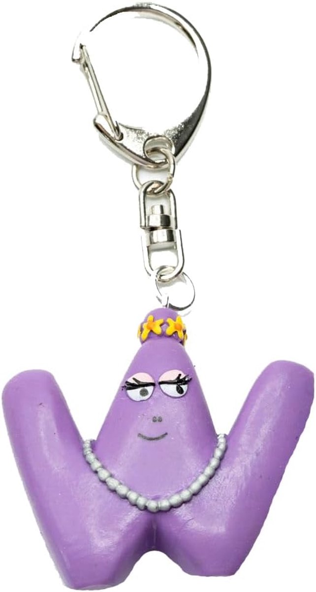 W Barbapapa Sleutelhanger Ketting Sleutelhanger Letter Initial paars, Blauw, 40mm