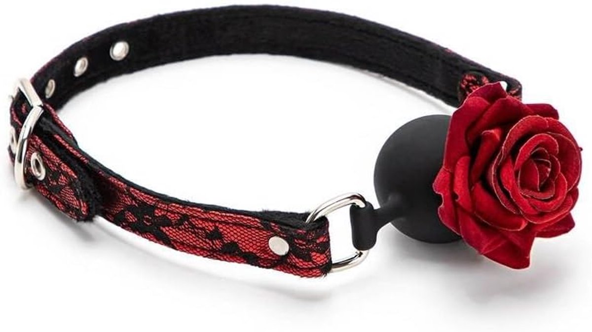 Gag ball met roos - siliconen - voor spannende avonturen - perfect voor BDSM - SnelShoppen
